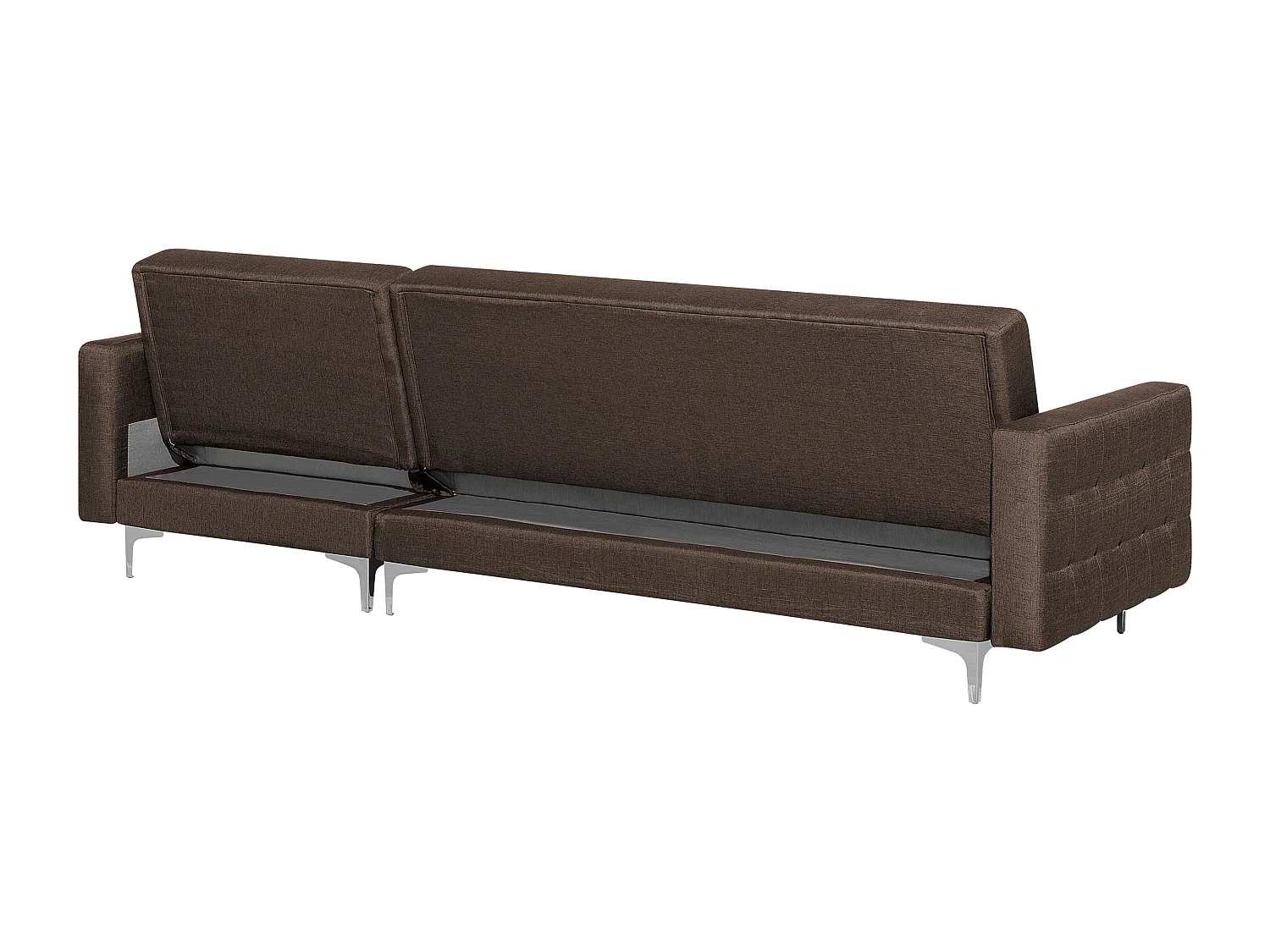 Canapé-lit d'angle modulable 4 places ABERDEEN Tissu Marron foncé avec ottoman Côté droite