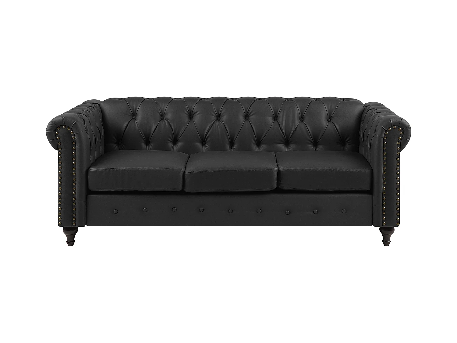 Canapé 3 places CHESTERFIELD Cuir PU Noir