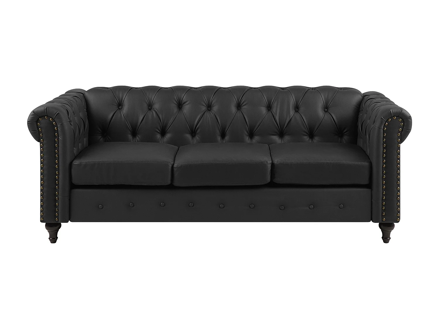 Canapé 3 places CHESTERFIELD Cuir PU Noir