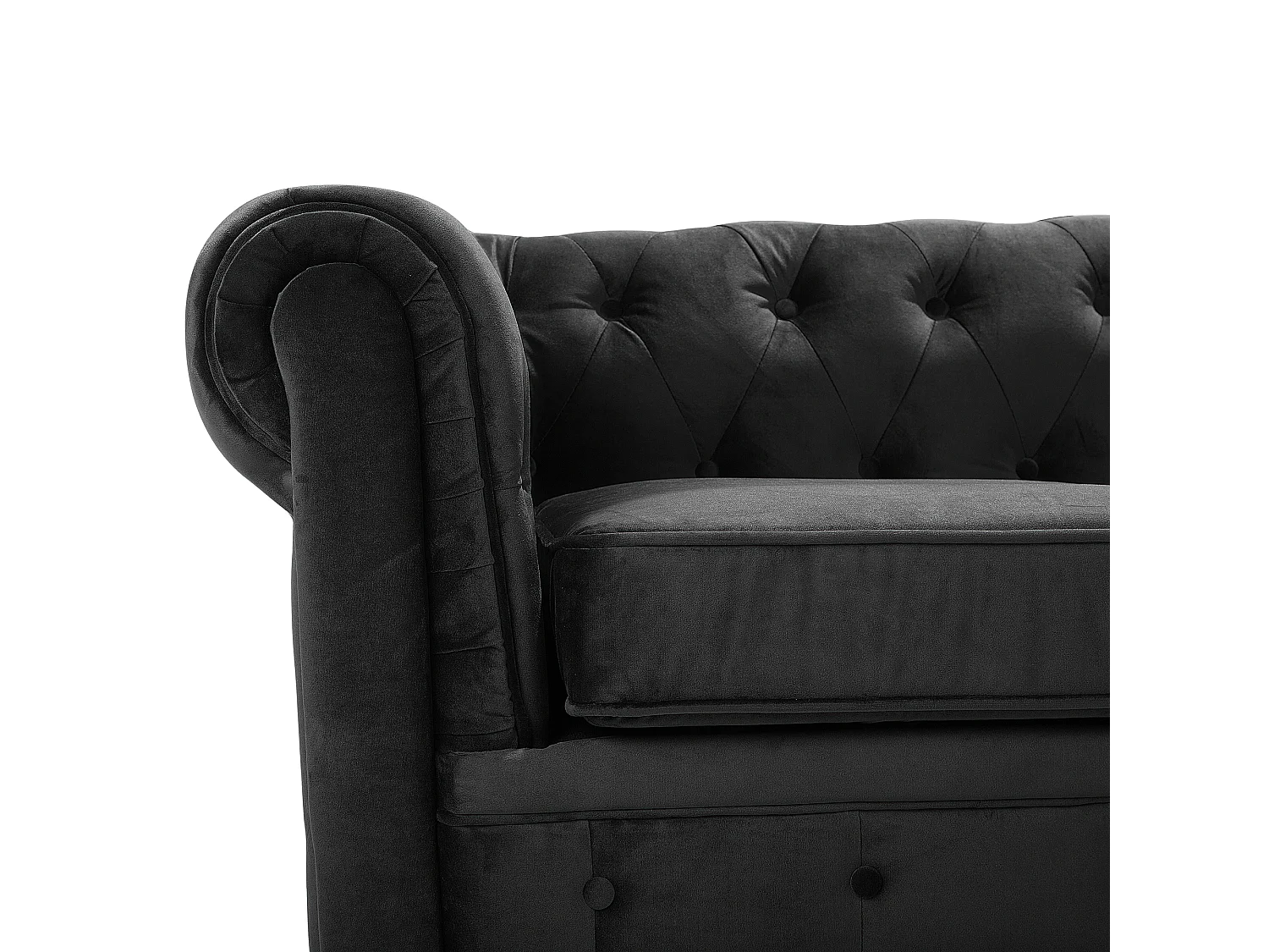 Divano CHESTERFIELD Velluto Nero 3 posti