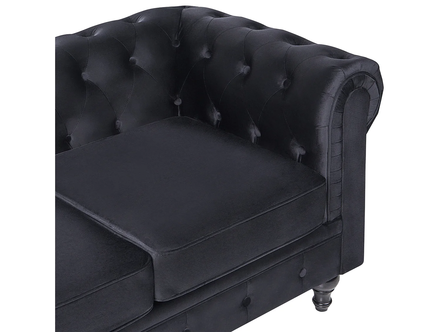Klassisches Chesterfield Sofa Samtstoff Polstersofa schwarz Chesterfield