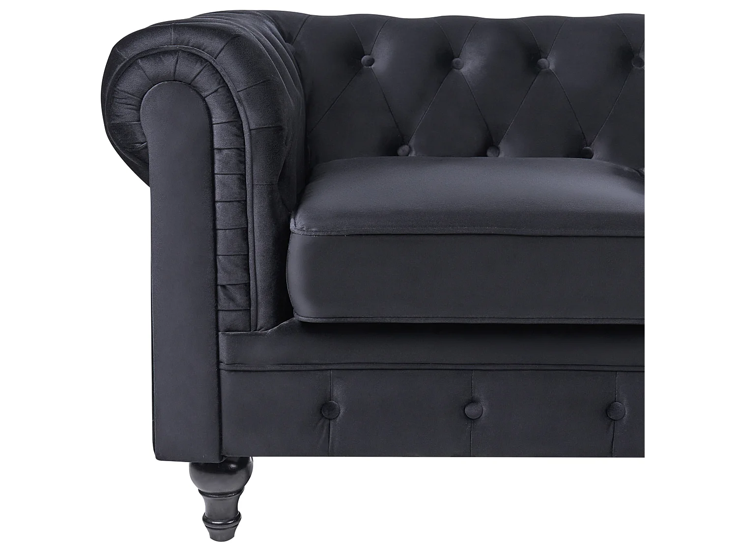 Soffa 3-sits CHESTERFIELD Sammet Svart