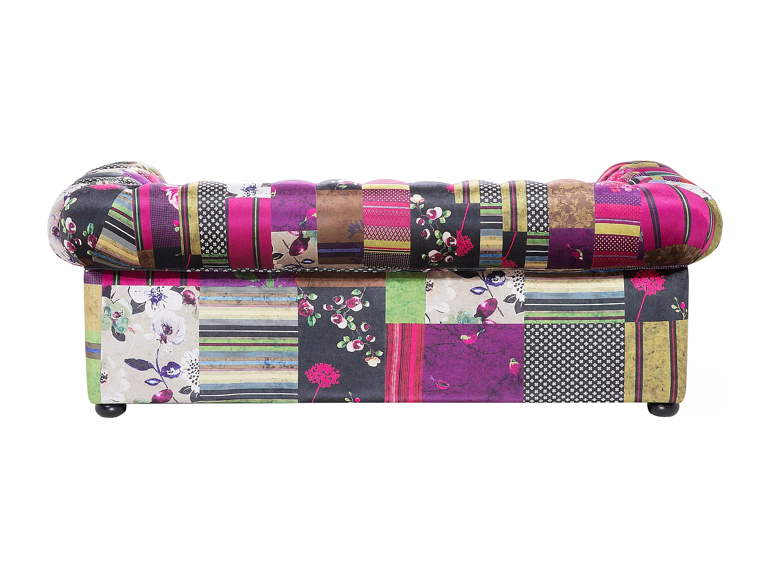 Sofa im englischen Stil Polsterbezug Patchwork bunt rosa Chesterfield