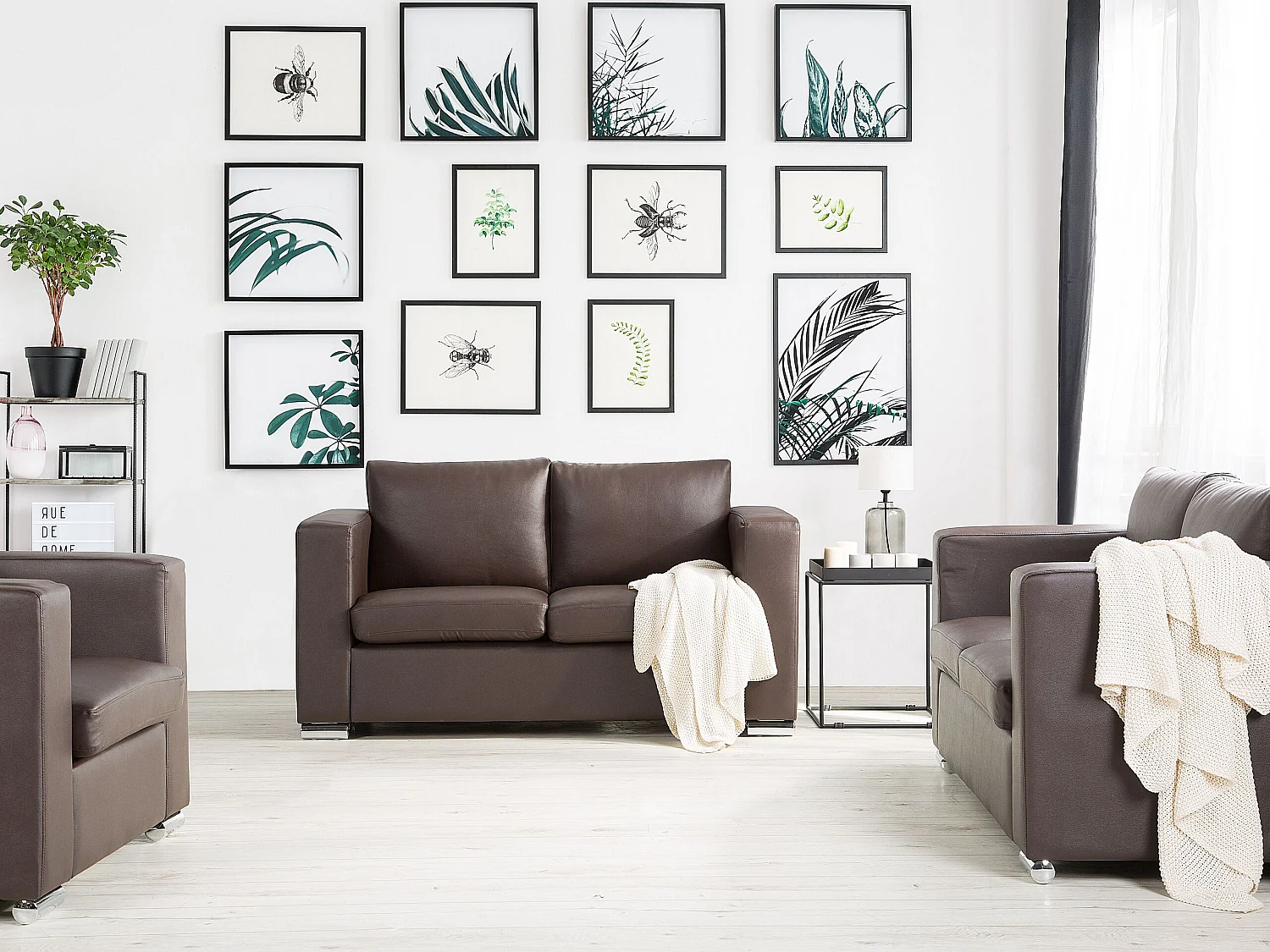 Klassisches Sofa Echtleder 2-Sitzer braun Helsinki