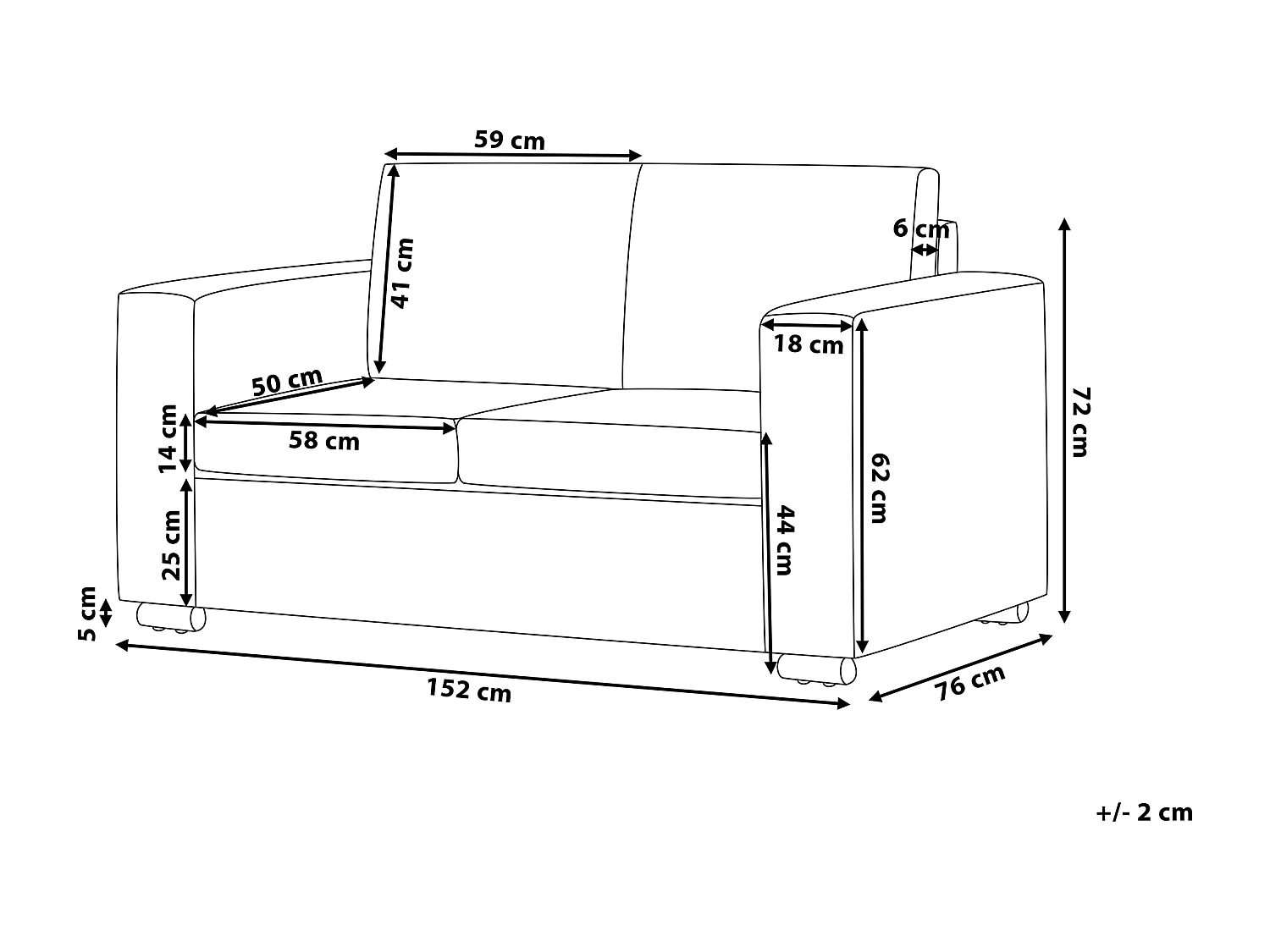 Bank HELSINKI Leer Donkerbruin 2-zitter