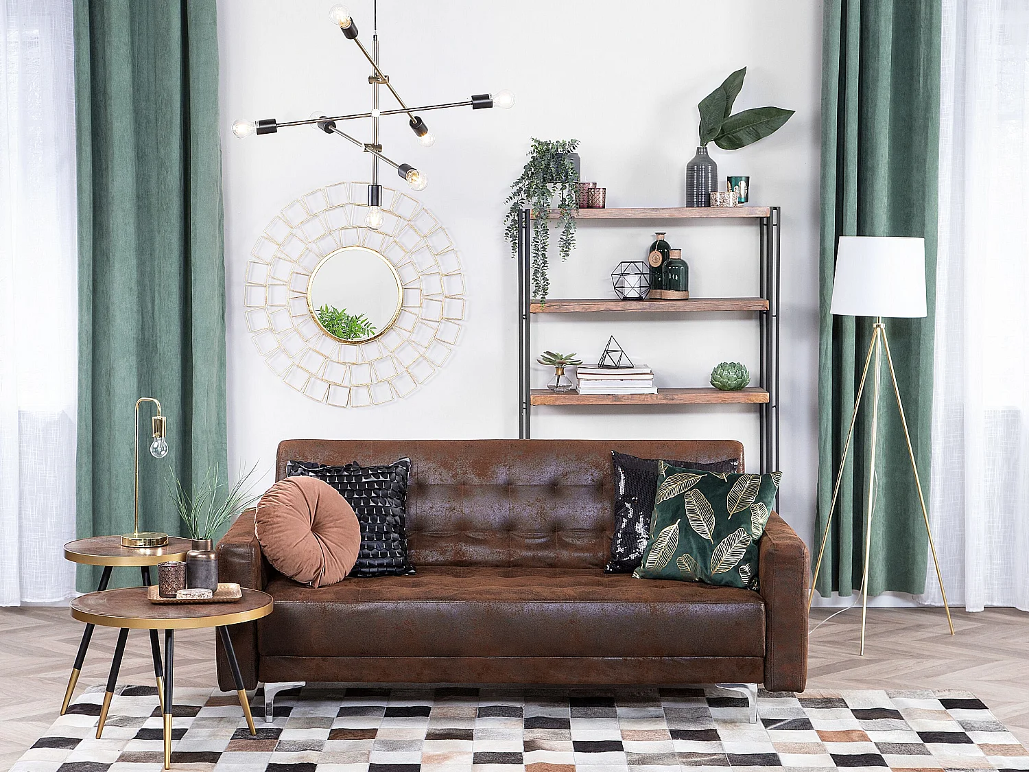 Canapé-lit 3 places ABERDEEN Cuir PU Marron