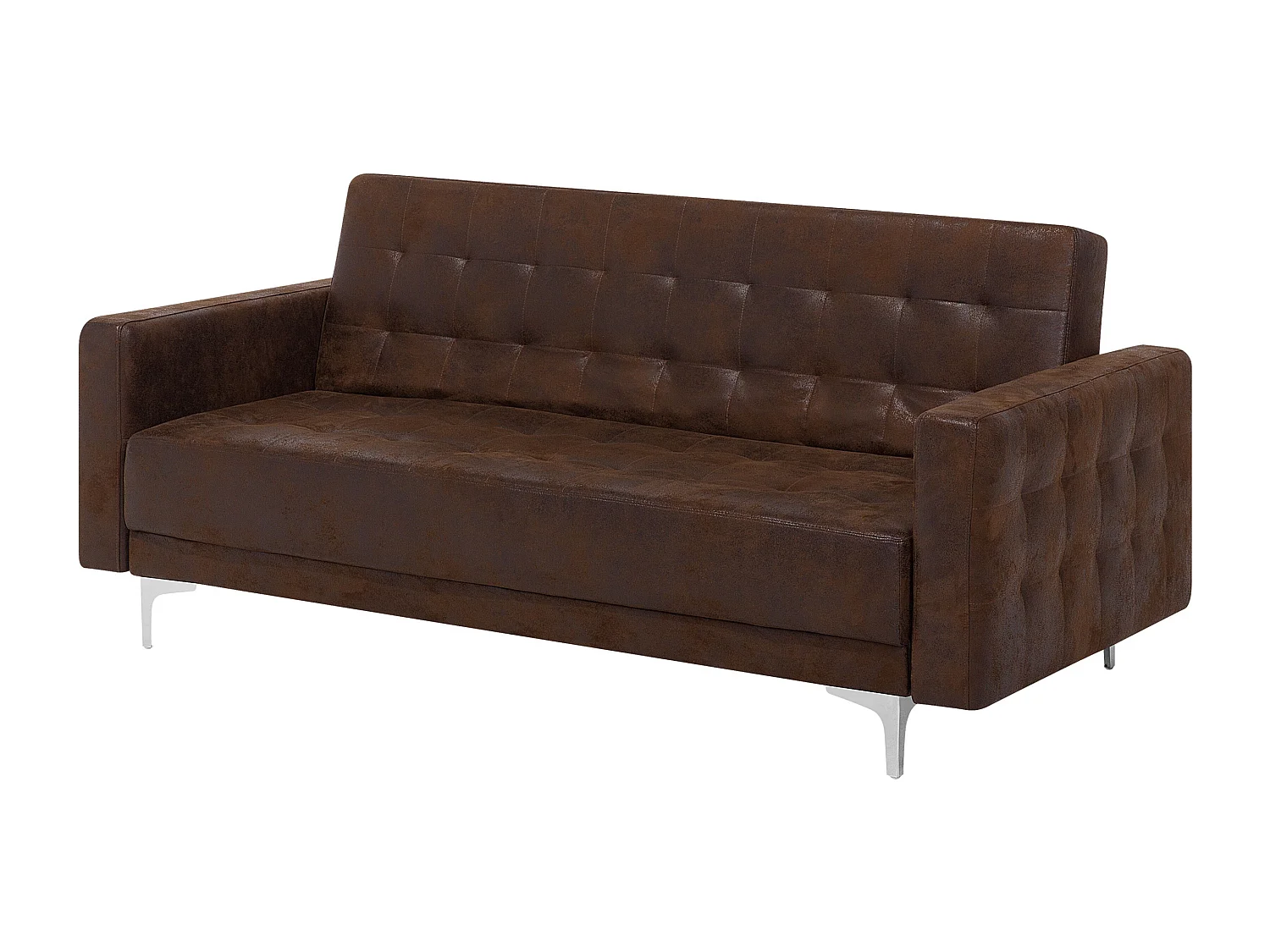 Sofá cama ABERDEEN Piel sintética Marrón 3 plazas