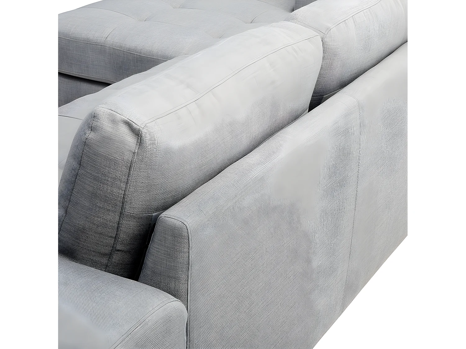 Canapé d'Angle Côté Droit en Tissu Gris Clair 4 Places Housses Amovibles Kiruna