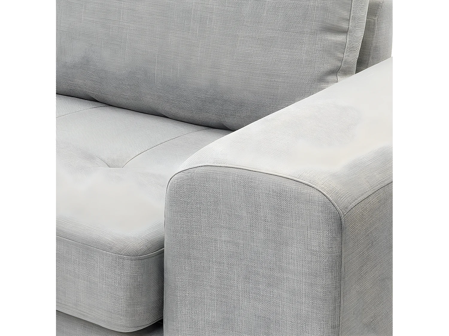 4-Sitzer Ecksofa Stoff hellgrau mit Chaiselongue rechts silberne Füße Kiruna