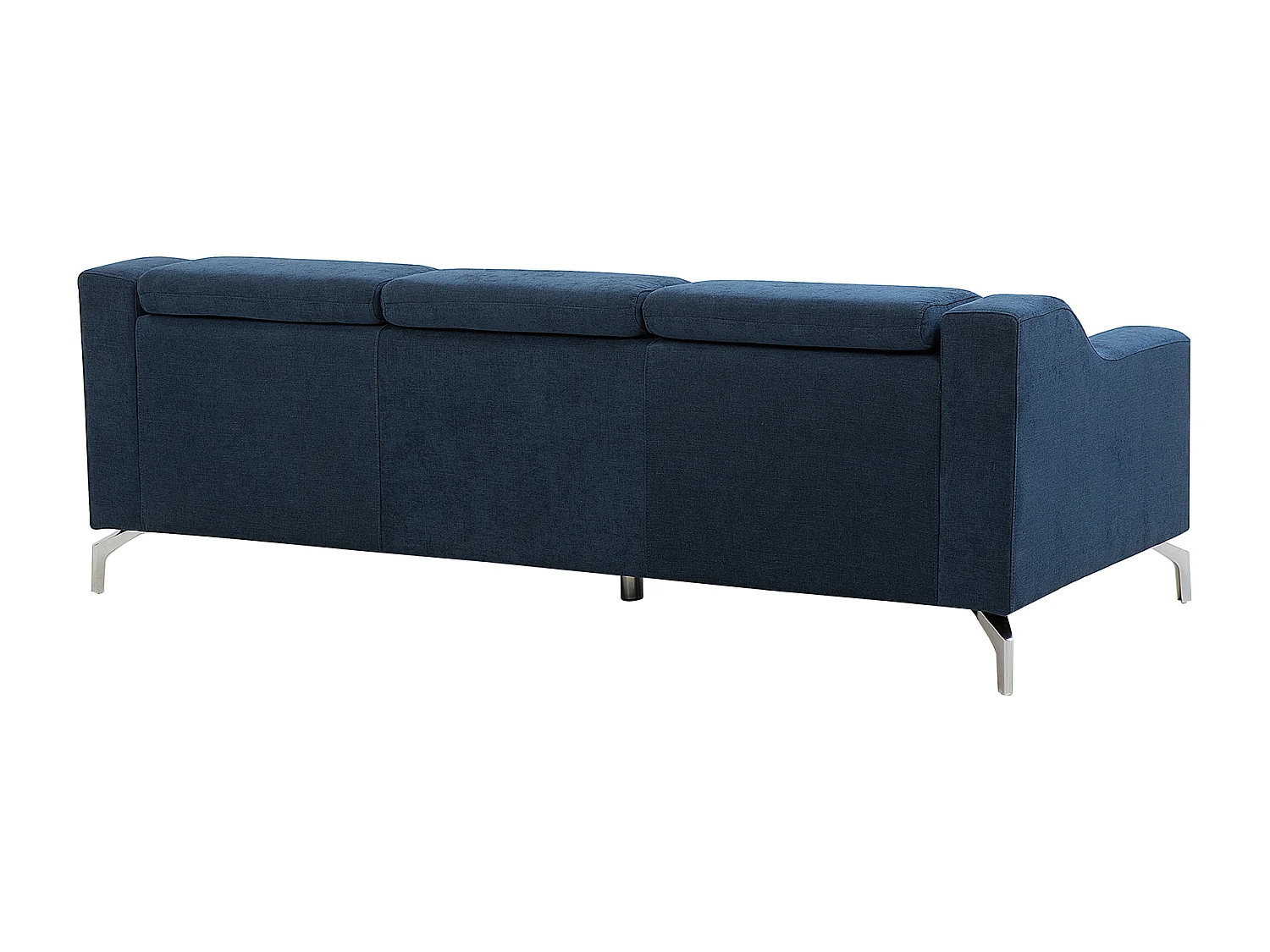 4-Sitzer Ecksofa L-Form Stoffbezug blau mit Chaiselongue links 3 Kissen Glosli
