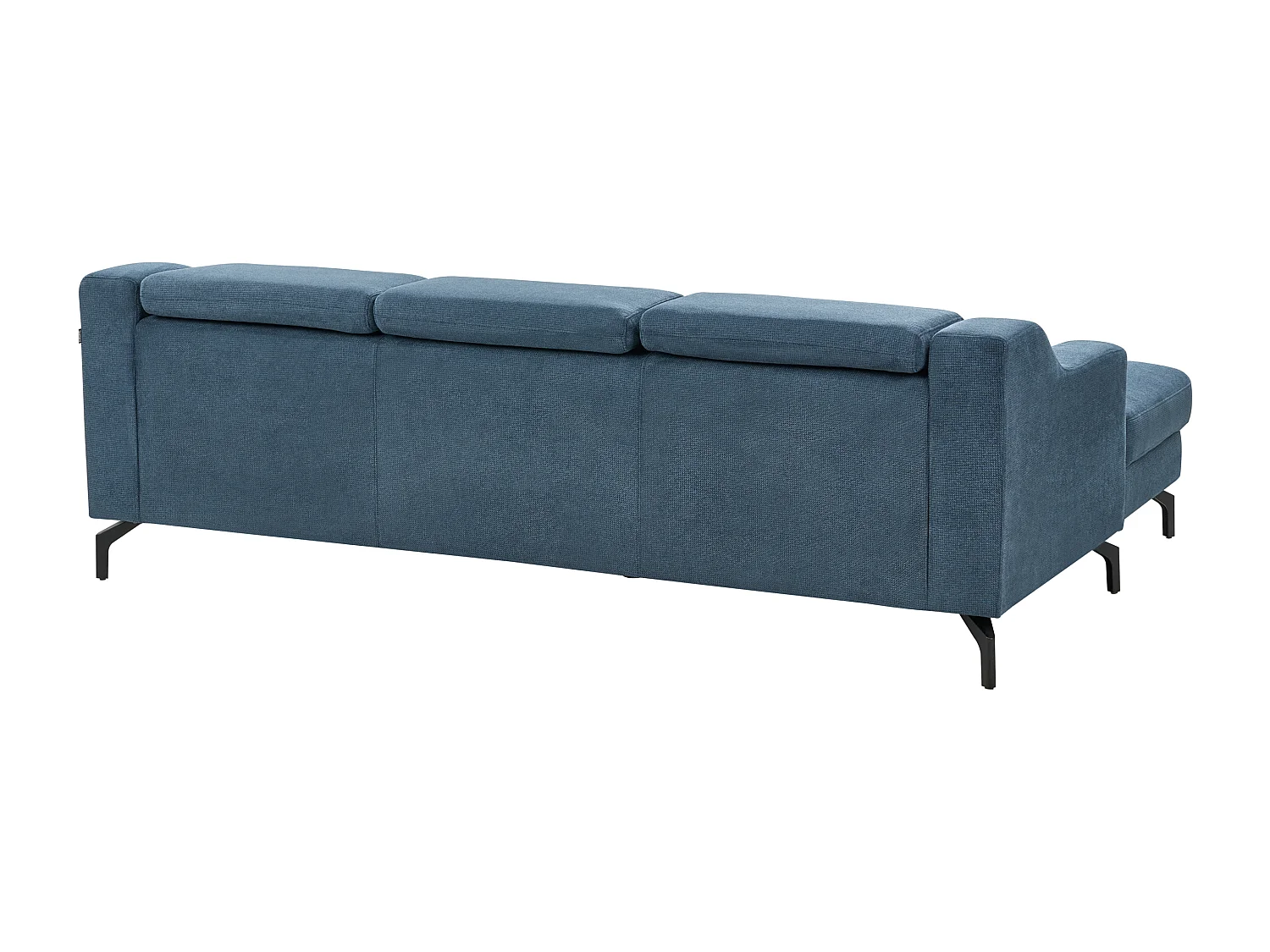 4-Sitzer Ecksofa L-Form Stoffbezug blau mit Chaiselongue links 3 Kissen Glosli