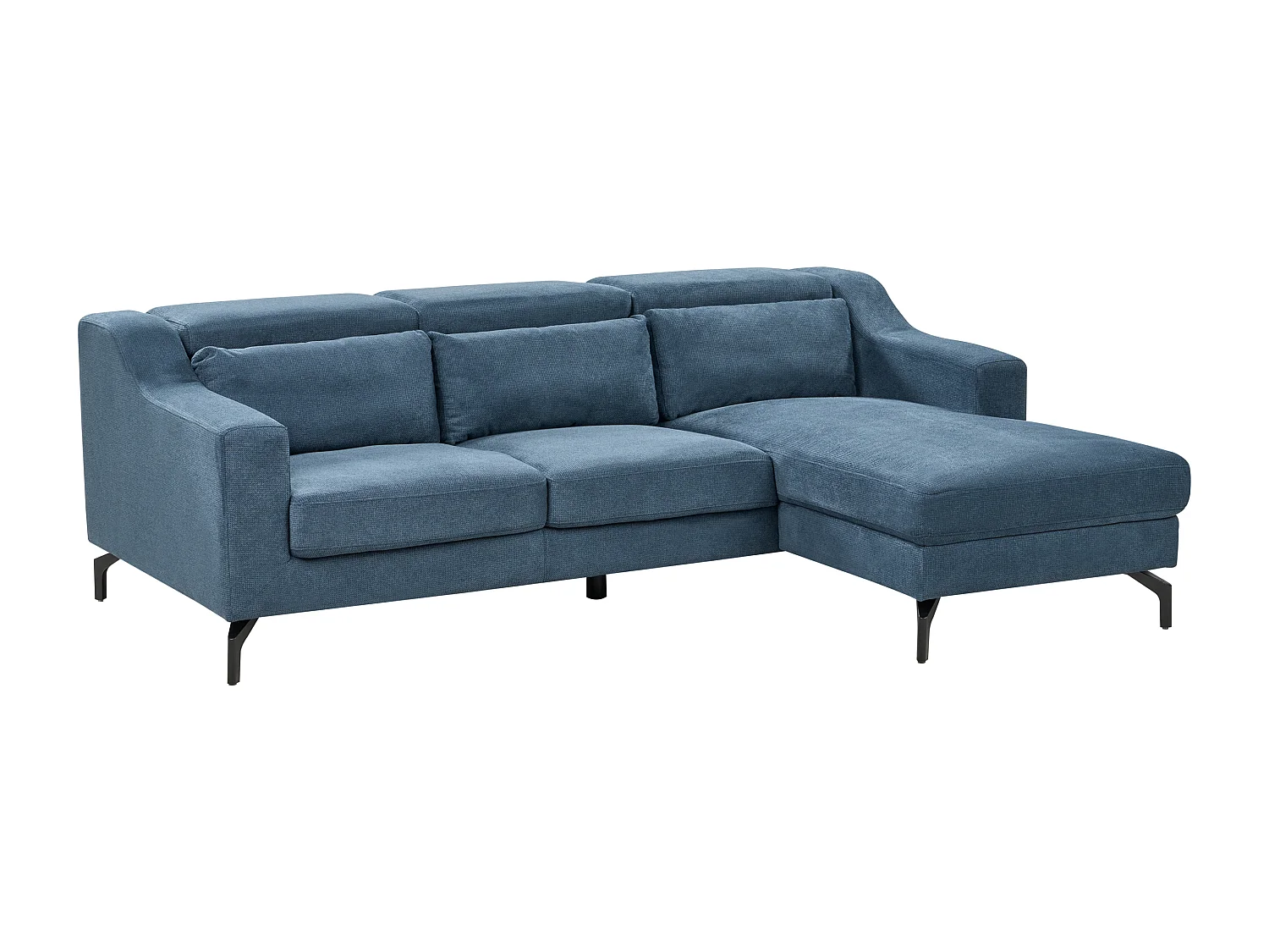 Canapé angle en velours bleu marine 4 places GLOSLI