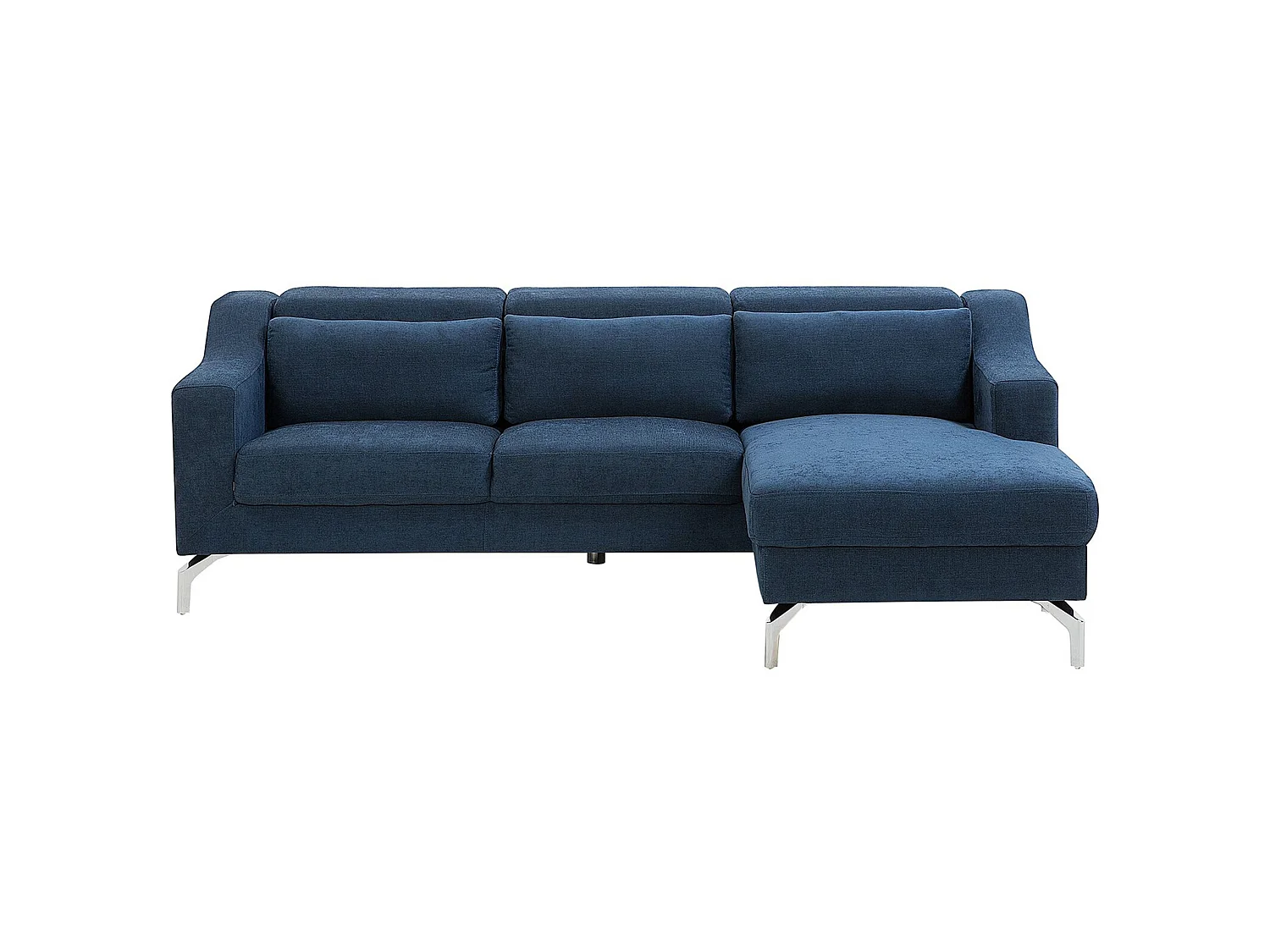 4-Sitzer Ecksofa L-Form Stoffbezug blau mit Chaiselongue links 3 Kissen Glosli