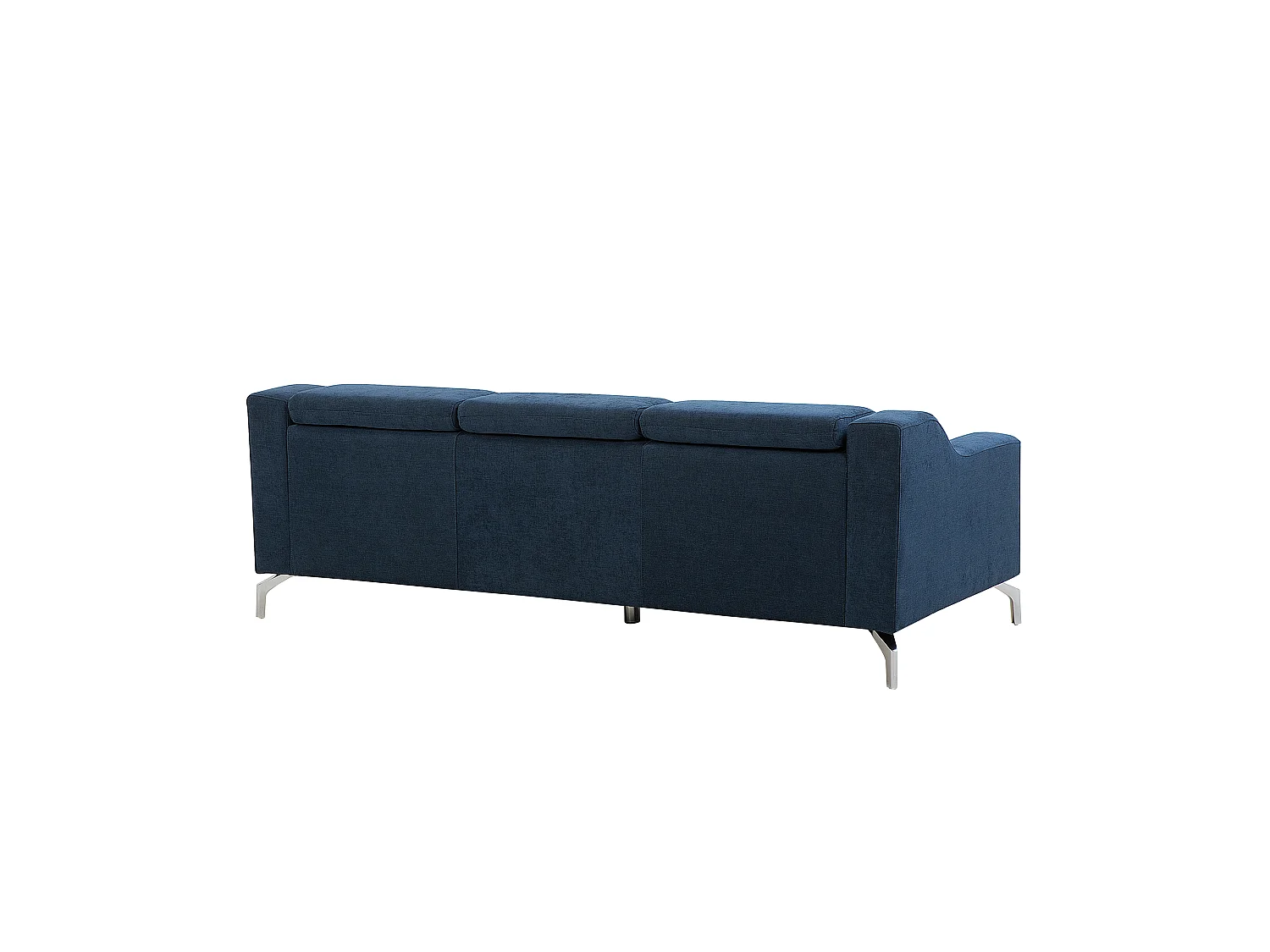 4-Sitzer Ecksofa L-Form Stoffbezug blau mit Chaiselongue links 3 Kissen Glosli