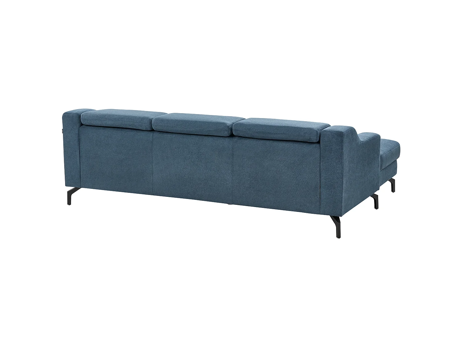 4-Sitzer Ecksofa L-Form Stoffbezug blau mit Chaiselongue links 3 Kissen Glosli