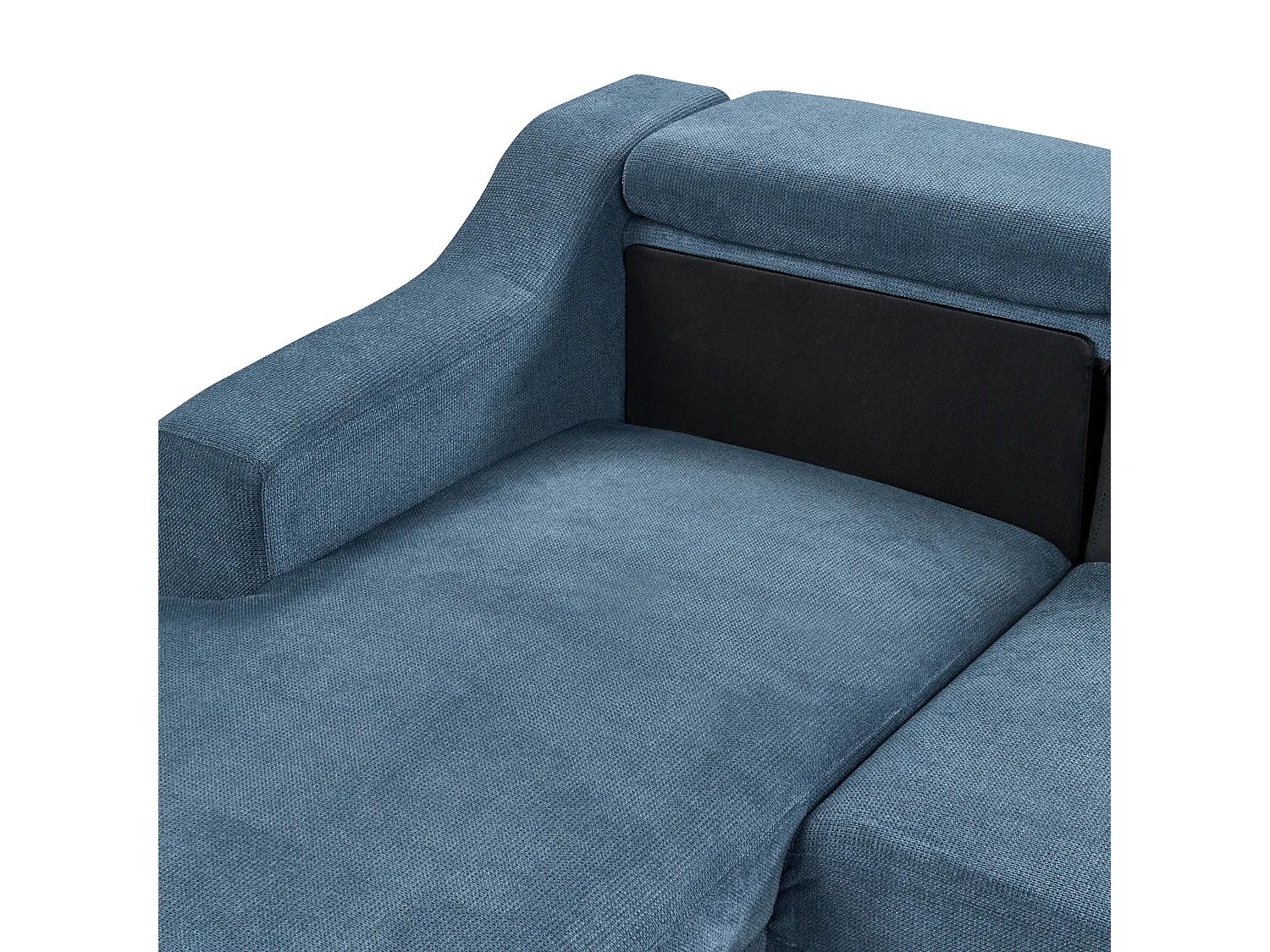4-Sitzer Ecksofa L-Form Stoffbezug blau mit Chaiselongue links 3 Kissen Glosli