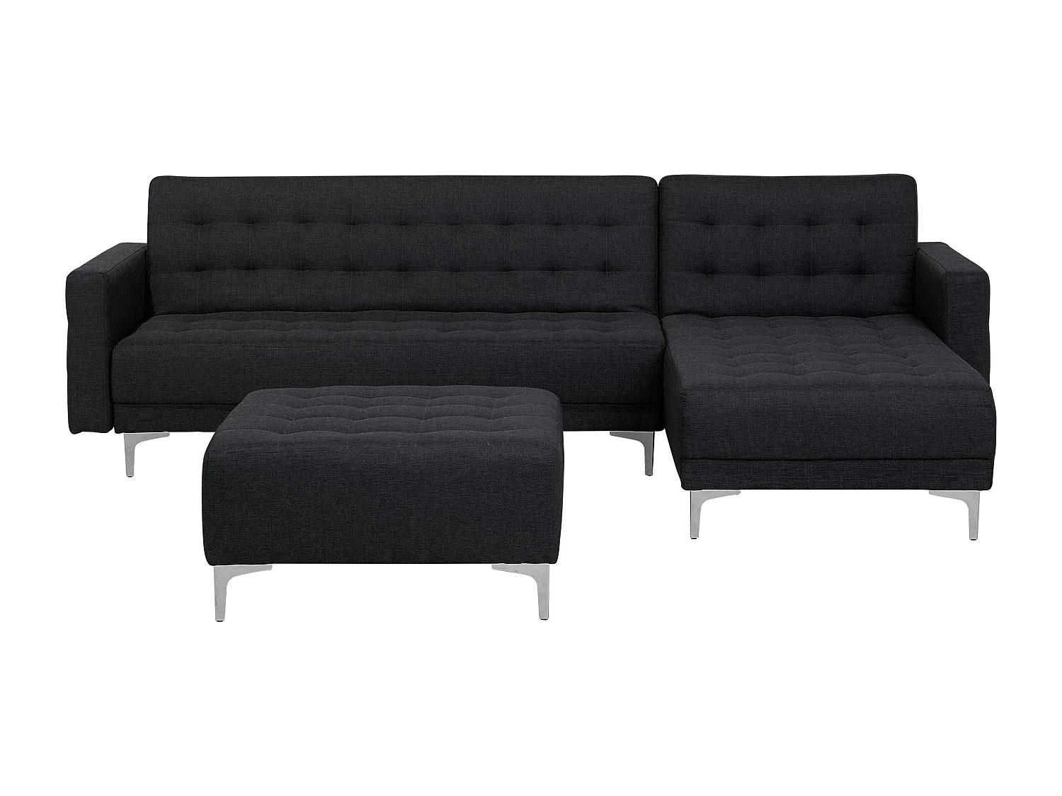Canapé-lit d'angle modulable ABERDEEN Tissu Gris graphite avec ottoman 4 places Côté droite