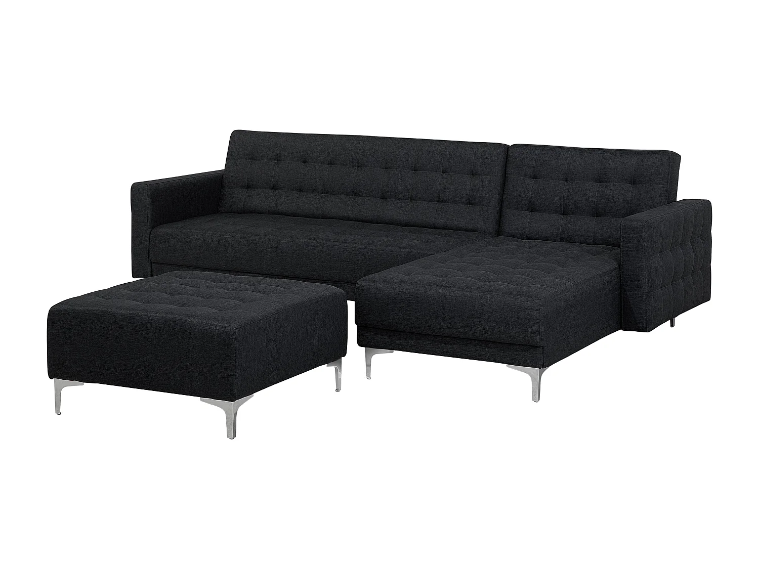 Canapé-lit d'angle modulable ABERDEEN Tissu Gris graphite avec ottoman 4 places Côté droite