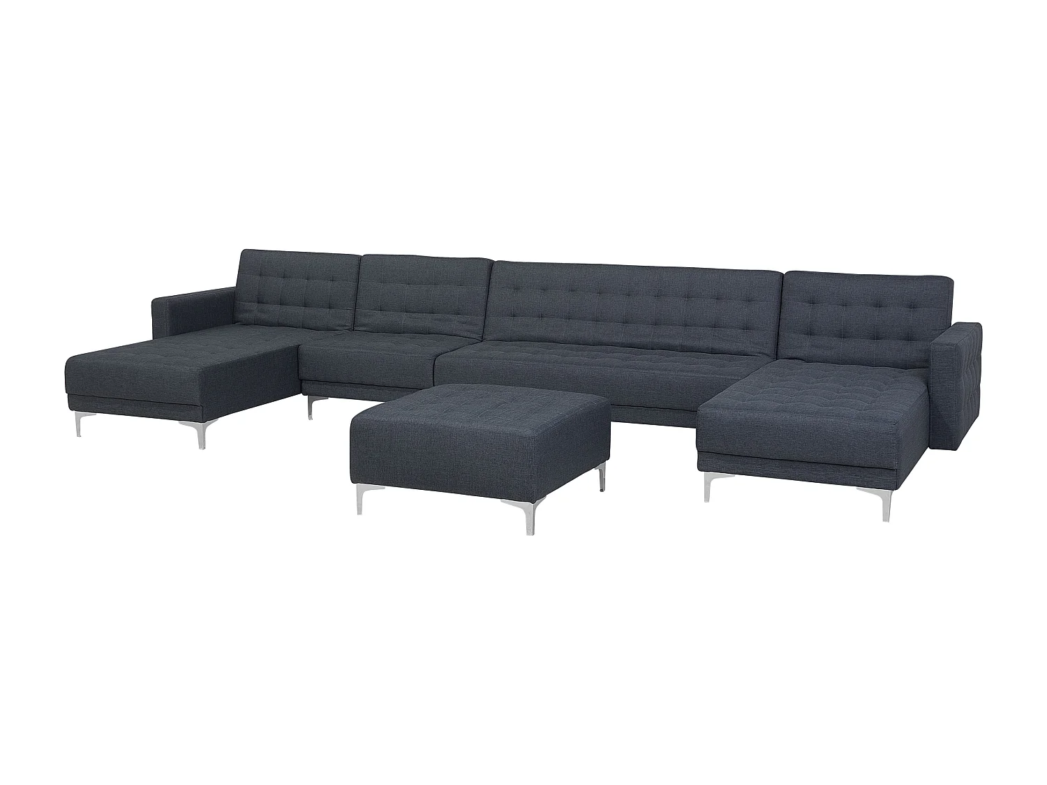 Modulaire U-vormige slaapbank ABERDEEN Stof Donkergrijs Met ottomaan 6-zitter