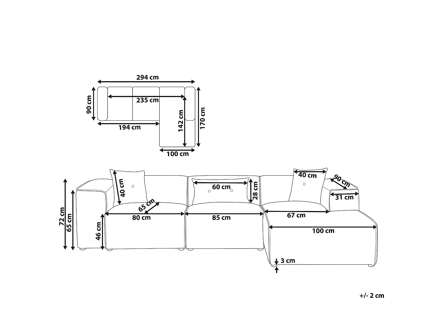 Canapé d'Angle 3 Places - Dolva - Côté Gauche, en Velours Côtelé, Gris Taupe
