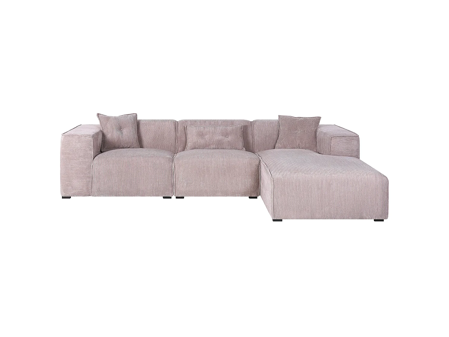 Canapé d'Angle 3 Places - Dolva - Côté Gauche, en Velours Côtelé, Gris Taupe