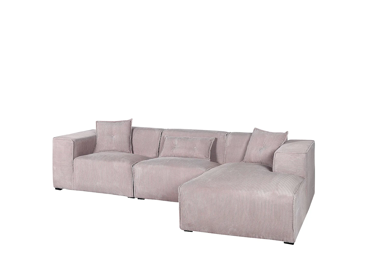 Canapé d'Angle 3 Places - Dolva - Côté Gauche, en Velours Côtelé, Gris Taupe