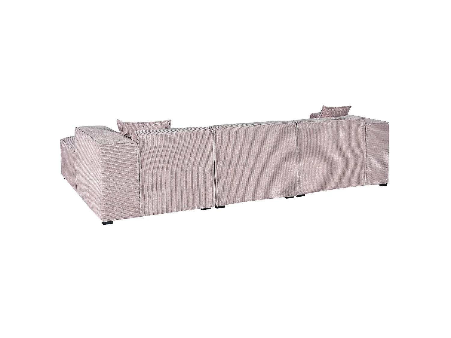 Canapé d'Angle 3 Places - Dolva - Côté Gauche, en Velours Côtelé, Gris Taupe