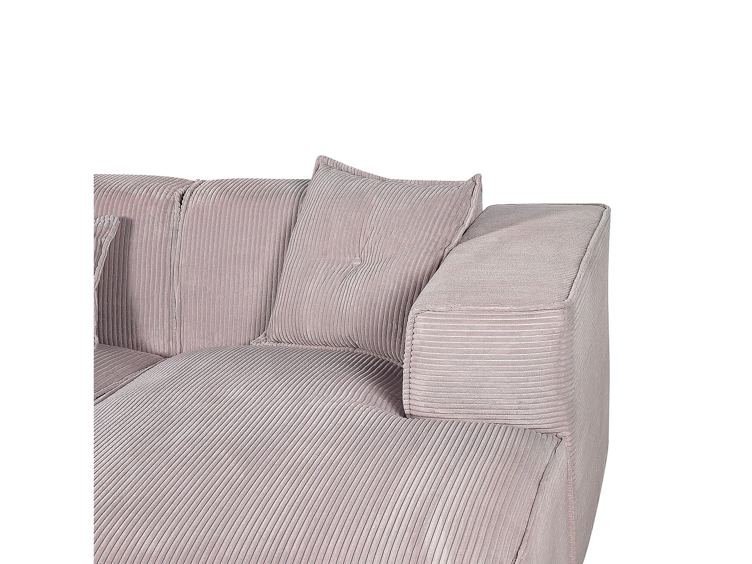 Canapé d'Angle 3 Places - Dolva - Côté Gauche, en Velours Côtelé, Gris Taupe