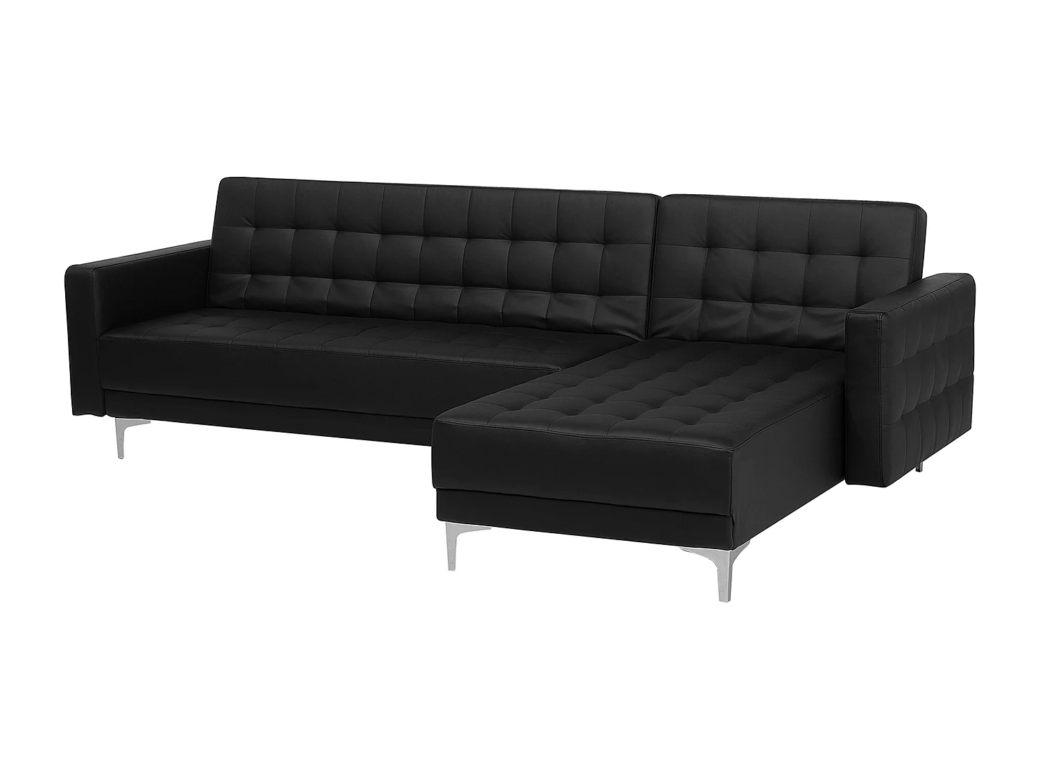 Modernes Schlafsofa Kunstleder Ecksofa schwarz Aberdeen