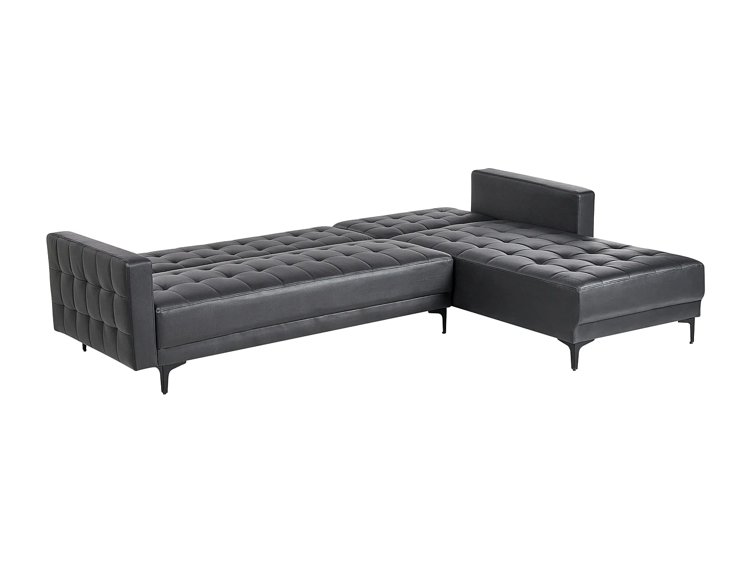 Divano letto angolare modulare ABERDEEN Pelle sintetica Nero 4 posti Lato Sinistro