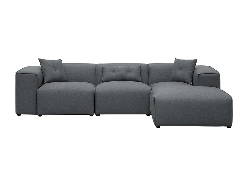 Canapé angle en tissu gris foncé 3 places DOLVA