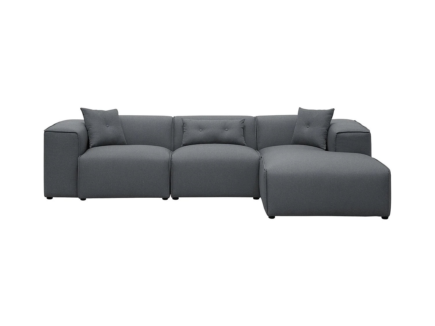 Canapé angle en tissu gris foncé 3 places DOLVA