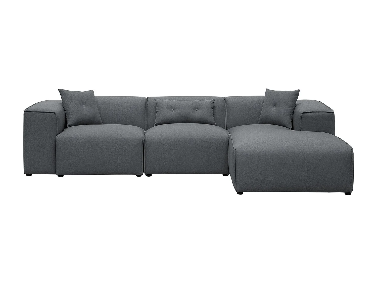 Canapé angle en tissu gris foncé 3 places DOLVA