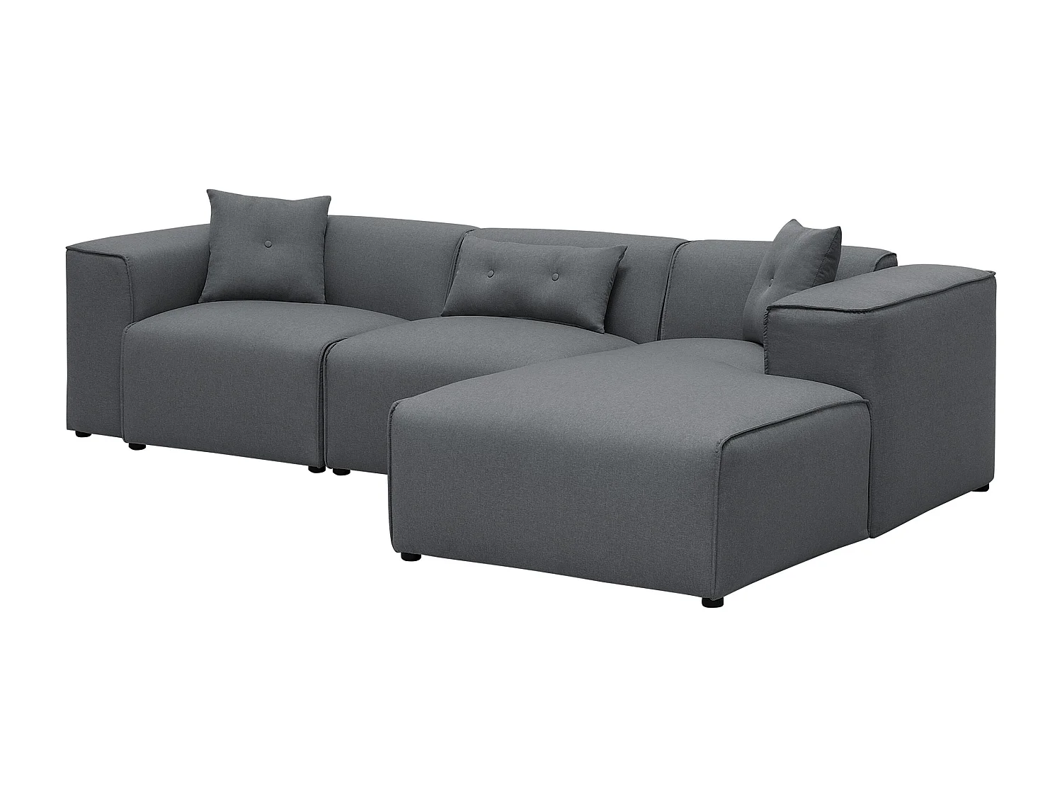 Canapé angle en tissu gris foncé 3 places DOLVA