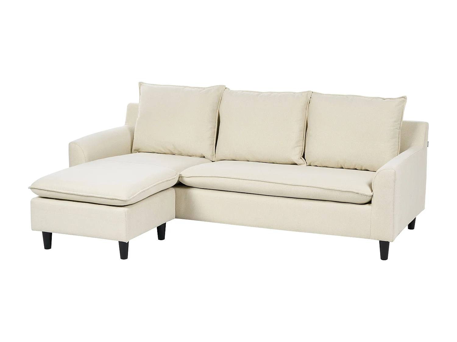 Divano angolare ELVENES Tessuto Beige chiaro 3 posti Lato destro