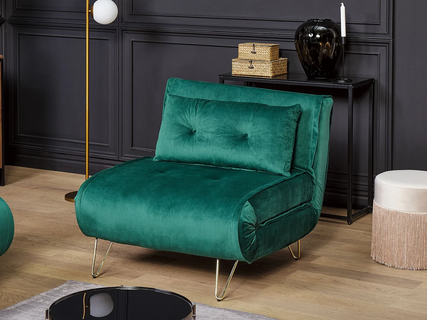 Fauteuil convertible VESTFOLD Velours Vert foncé