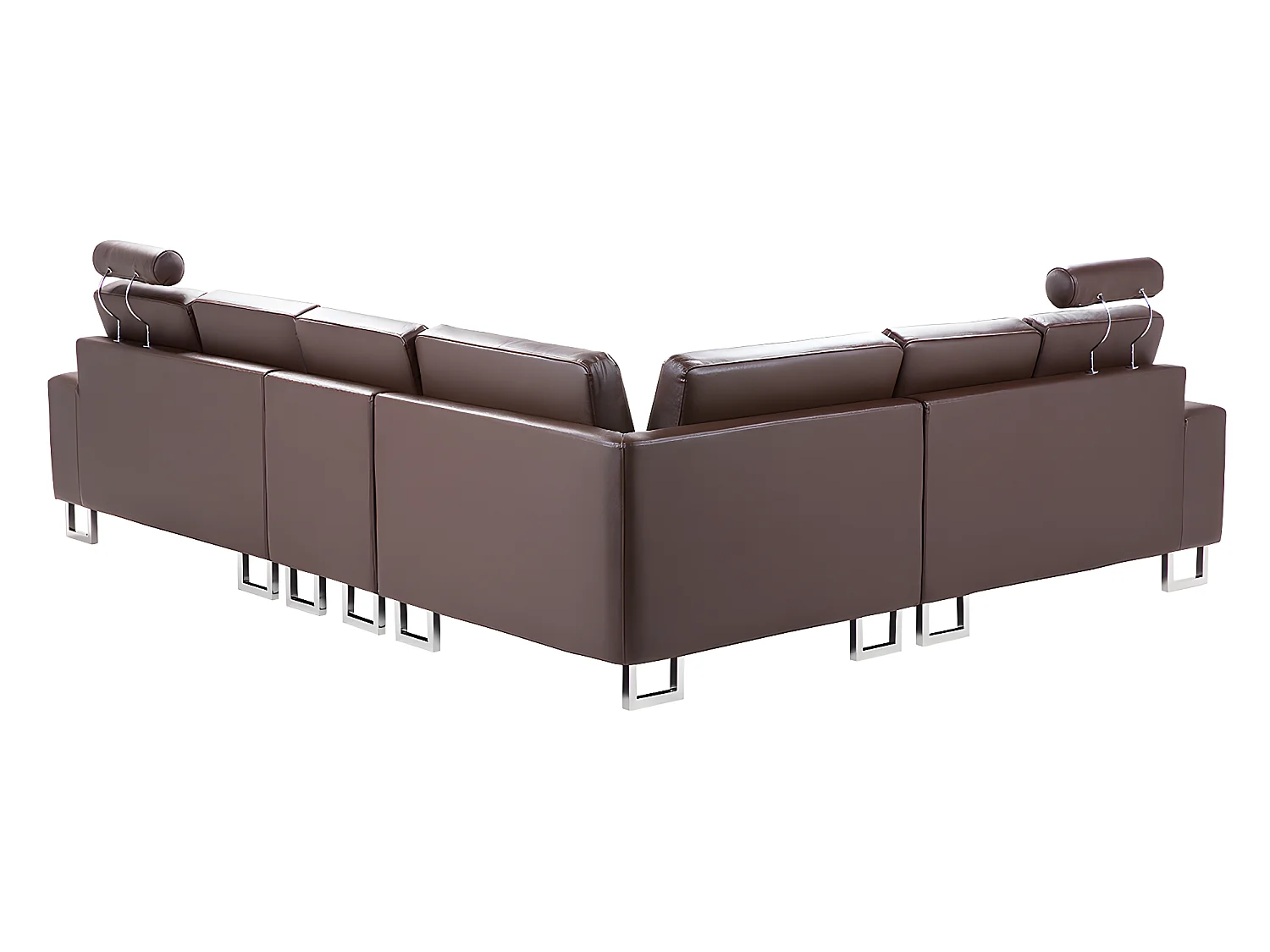 Canapé d'Angle à Droite en Cuir Marron avec Appui-Tête Réglable Stockholm