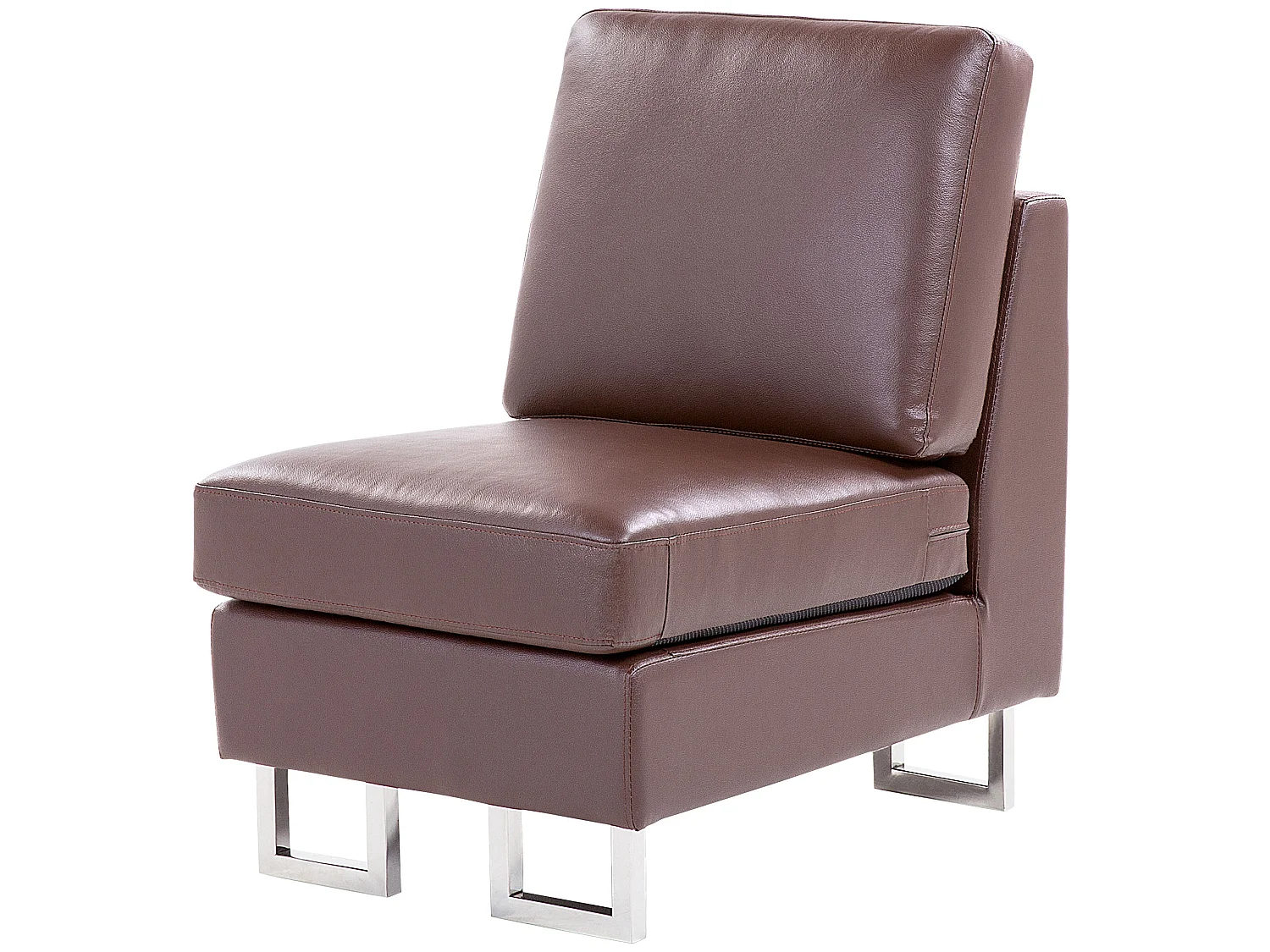 Canapé d'Angle à Droite en Cuir Marron avec Appui-Tête Réglable Stockholm