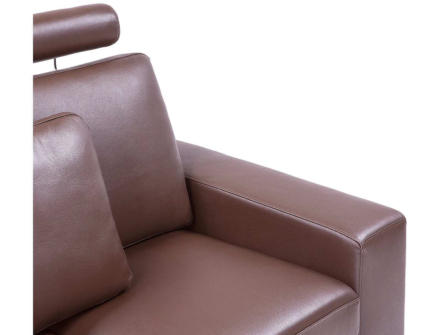 Canapé d'Angle à Droite en Cuir Marron avec Appui-Tête Réglable Stockholm