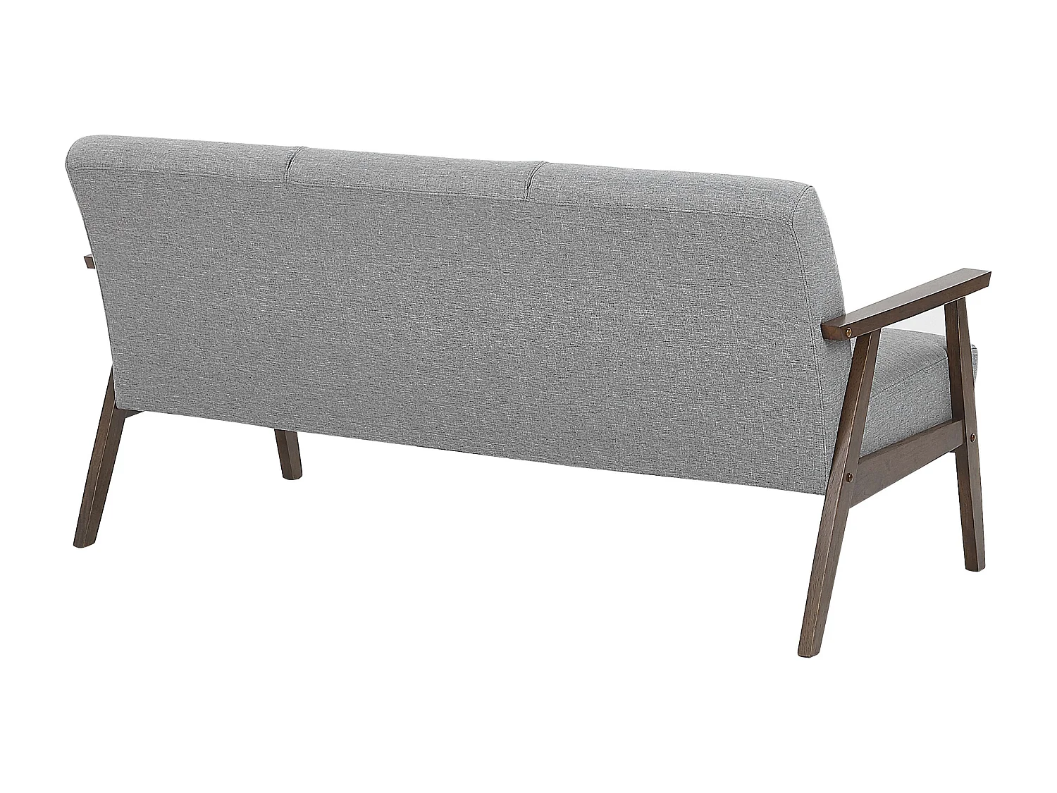 Retro Polsterfofa 3-Sitzer grau mit Holzgestell und Federkern Couch Asnes