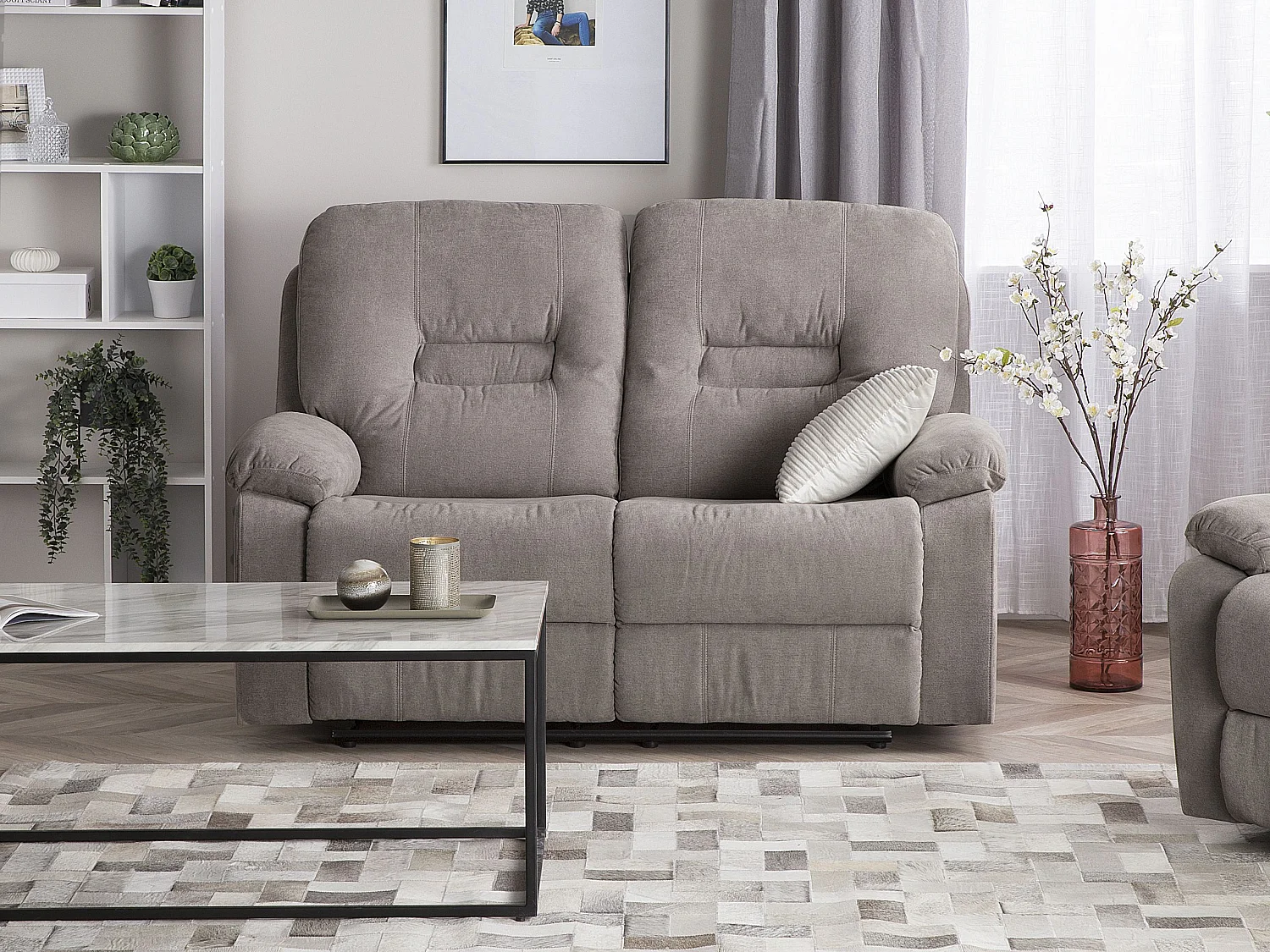 Klassischer 2-Sitzer Sofa Polsterbezug taupe beige verstellbar Bergen