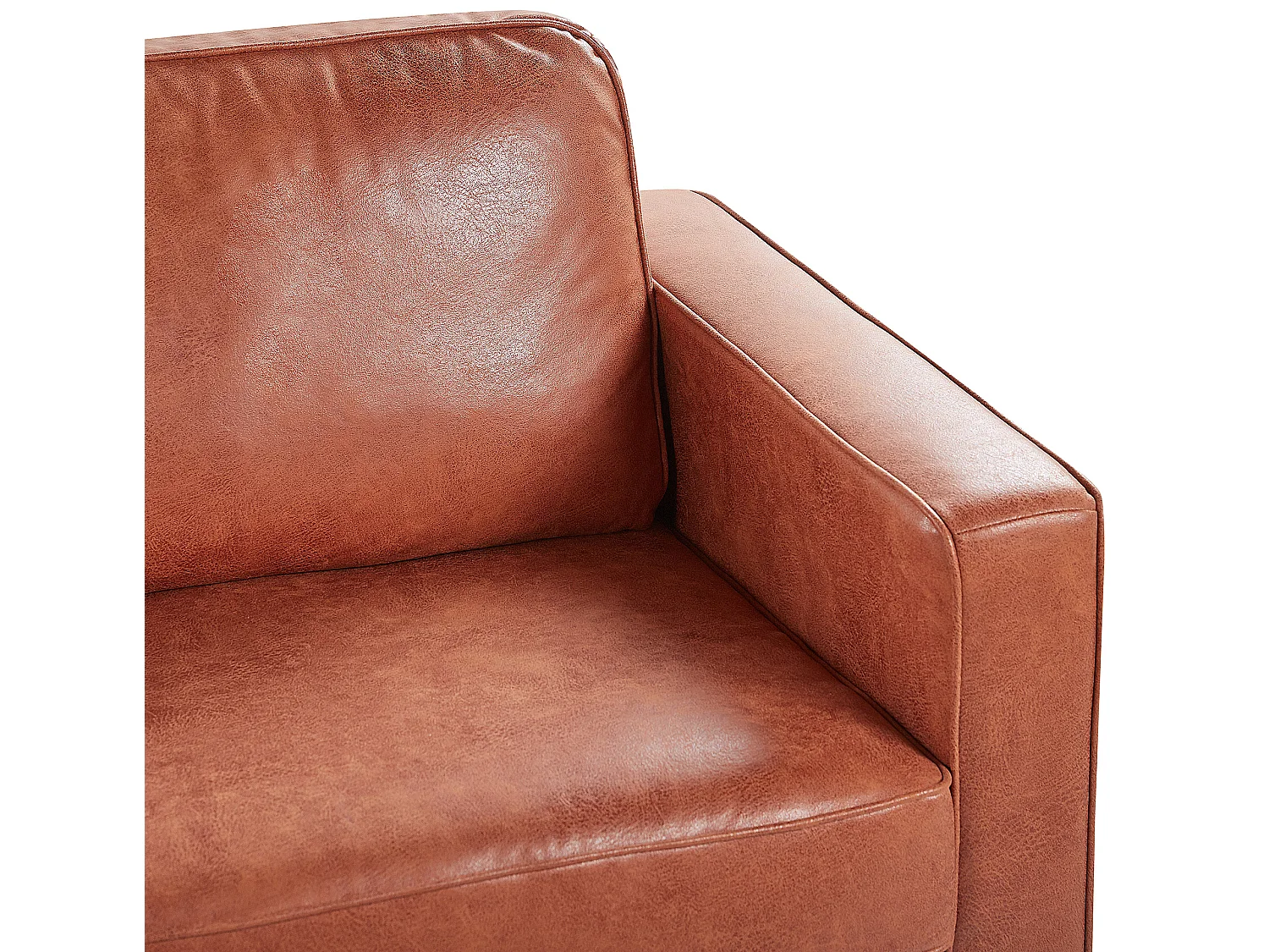 Divano SAVALEN Pelle sintetica Marrone dorato 3 posti