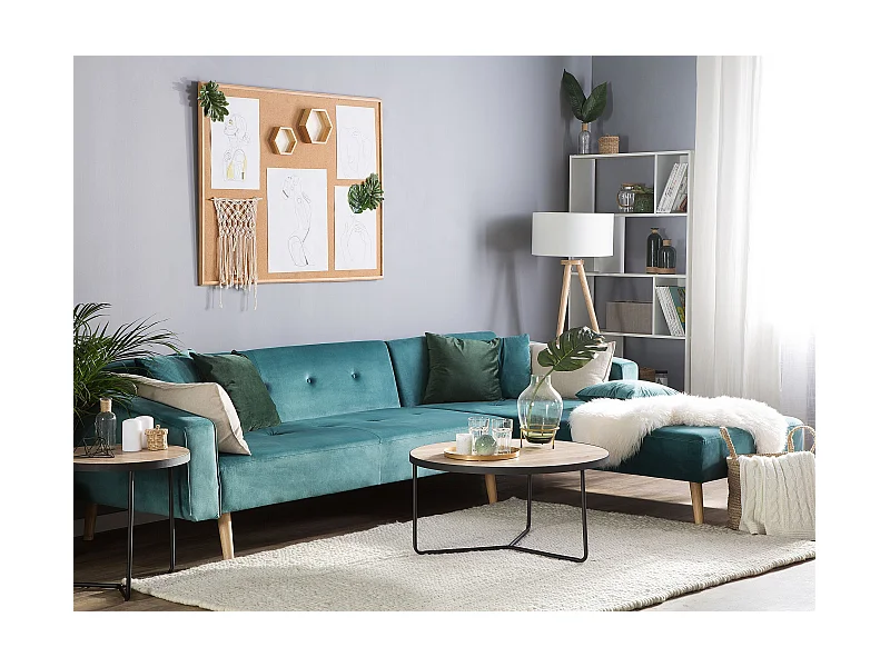 Sofá-cama de canto VADSO Veludo Verde esmeralda 4 lugares à esquerda