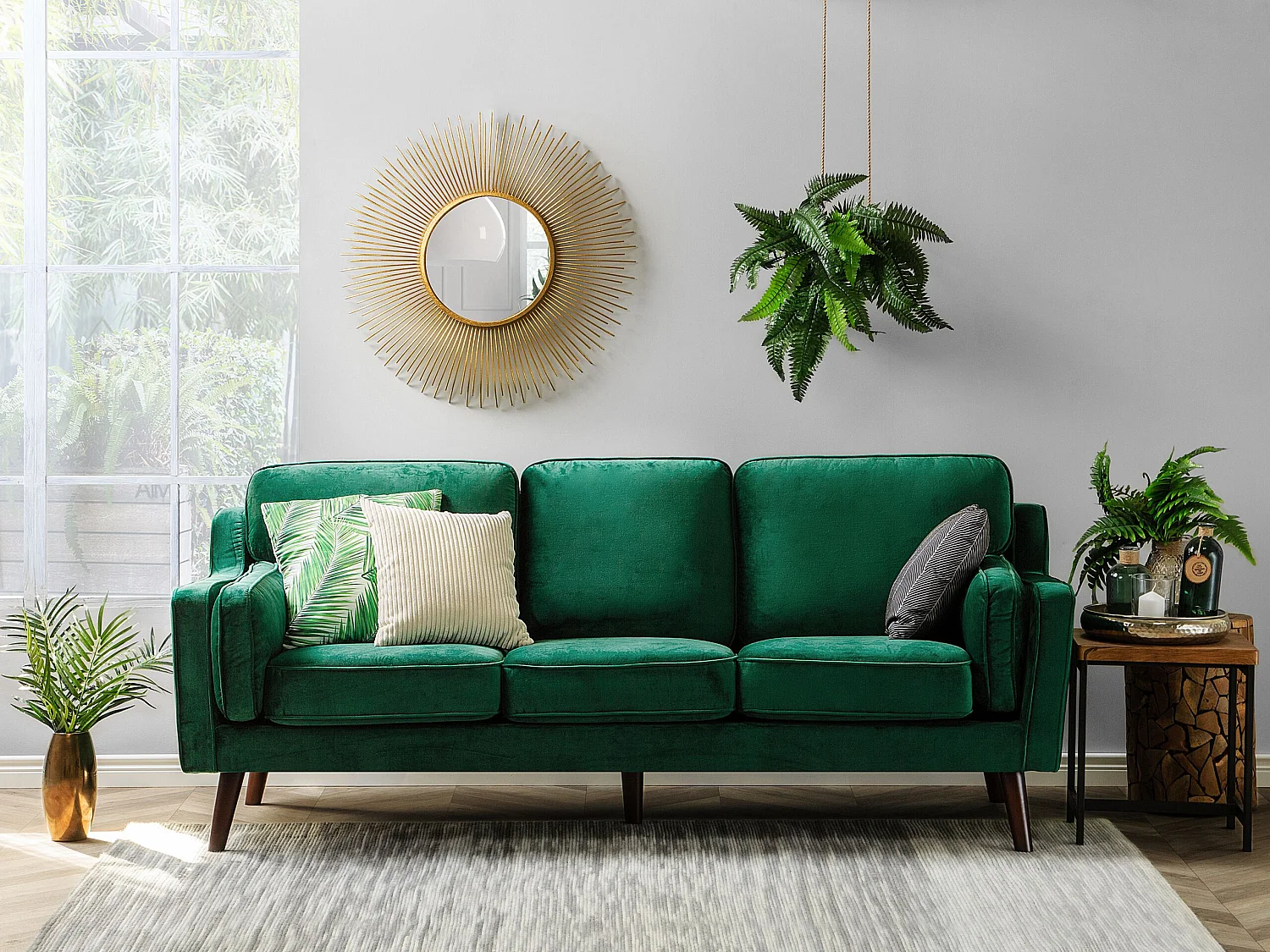 Sofa LOKKA Samtstoff Smaragdgrün 3-Sitzer