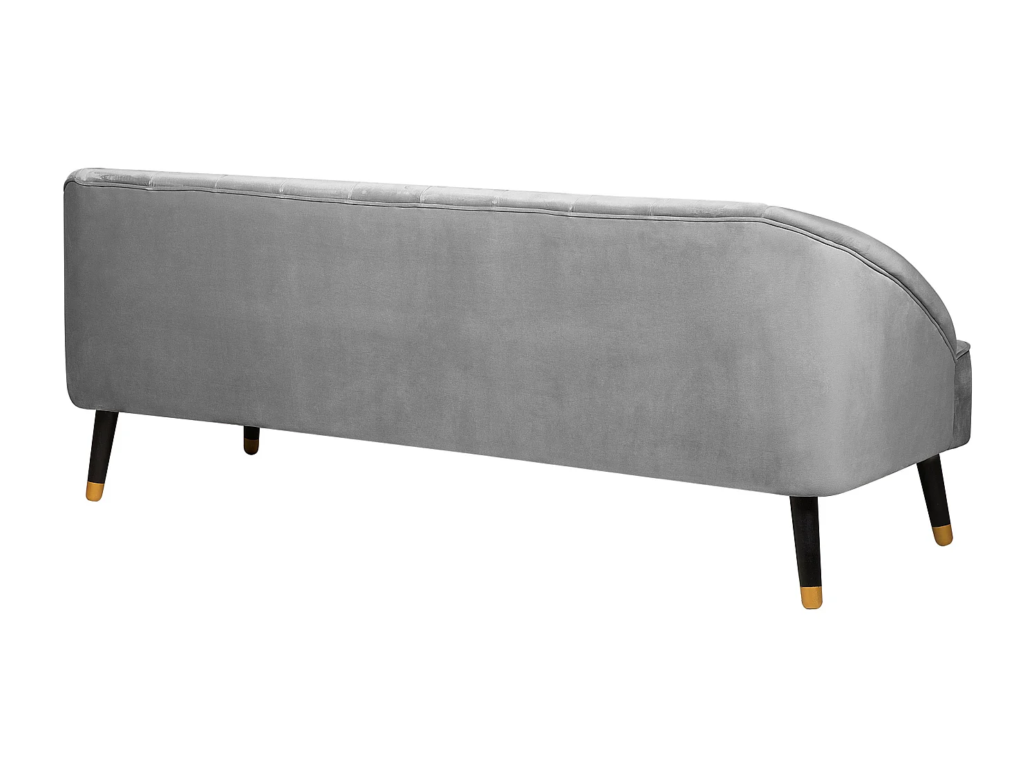 3-Sitzer Sofa Samtstoff grau gesteppt mit hohen Füßen schwarz / gold Alsvag