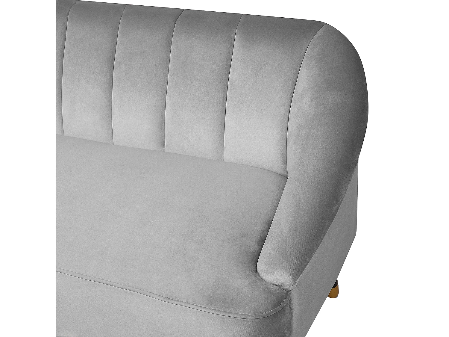 3-Sitzer Sofa Samtstoff grau gesteppt mit hohen Füßen schwarz / gold Alsvag