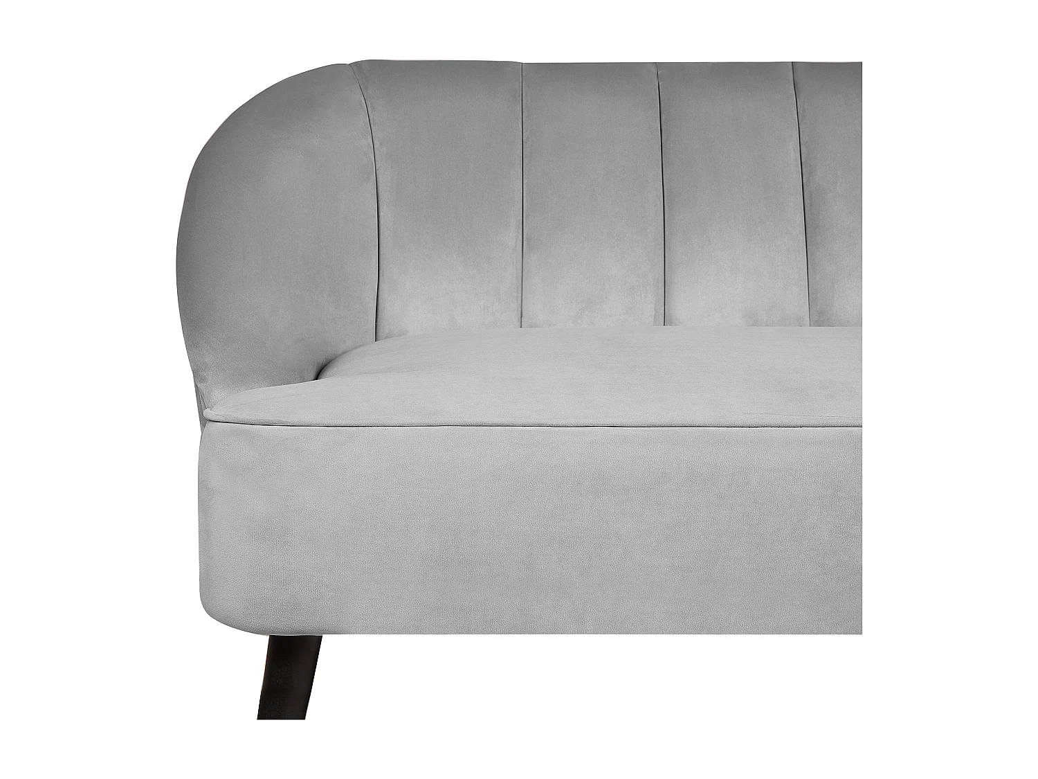 3-Sitzer Sofa Samtstoff grau gesteppt mit hohen Füßen schwarz / gold Alsvag