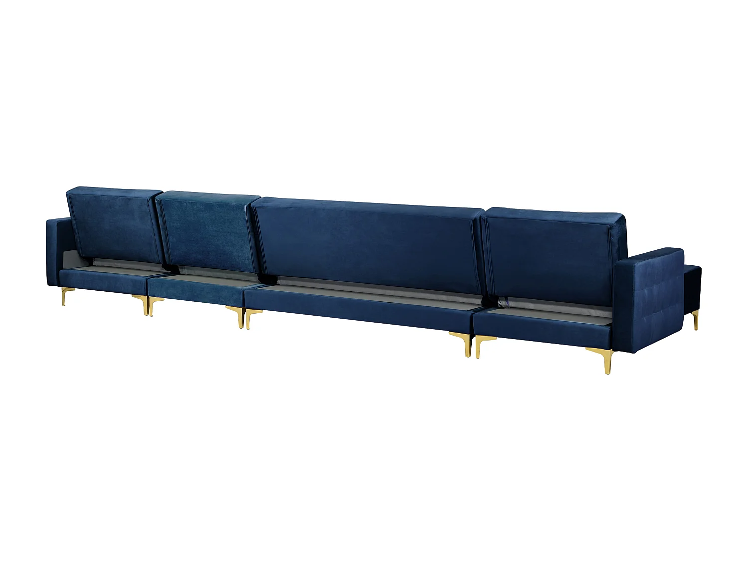 Canapé-lit modulable en forme de U 6 places ABERDEEN Velours Bleu marine avec ottoman