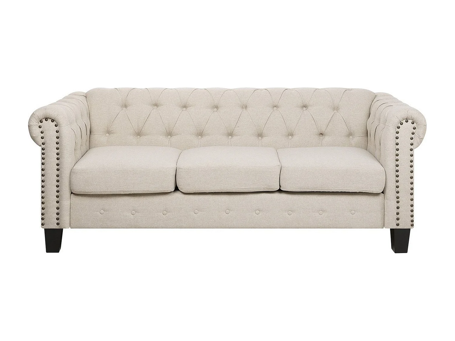 Sofa CHESTERFIELD Stoff Beige 3-Sitzer