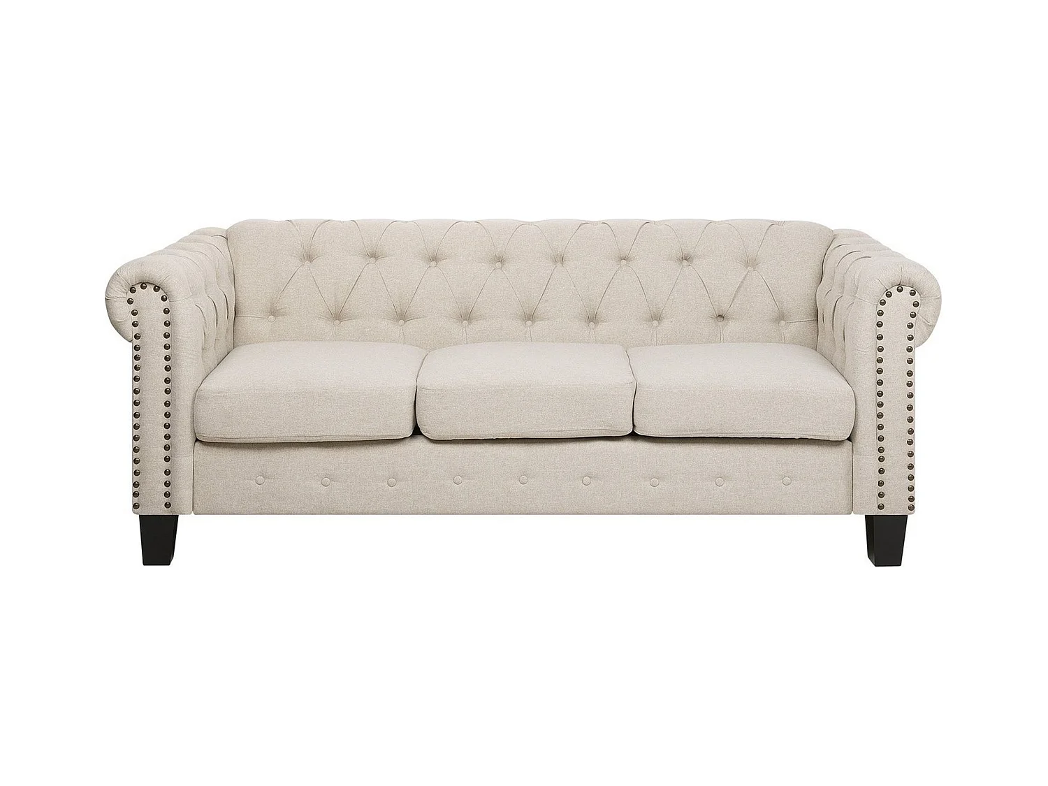 Canapé 3 places CHESTERFIELD Tissu Beige